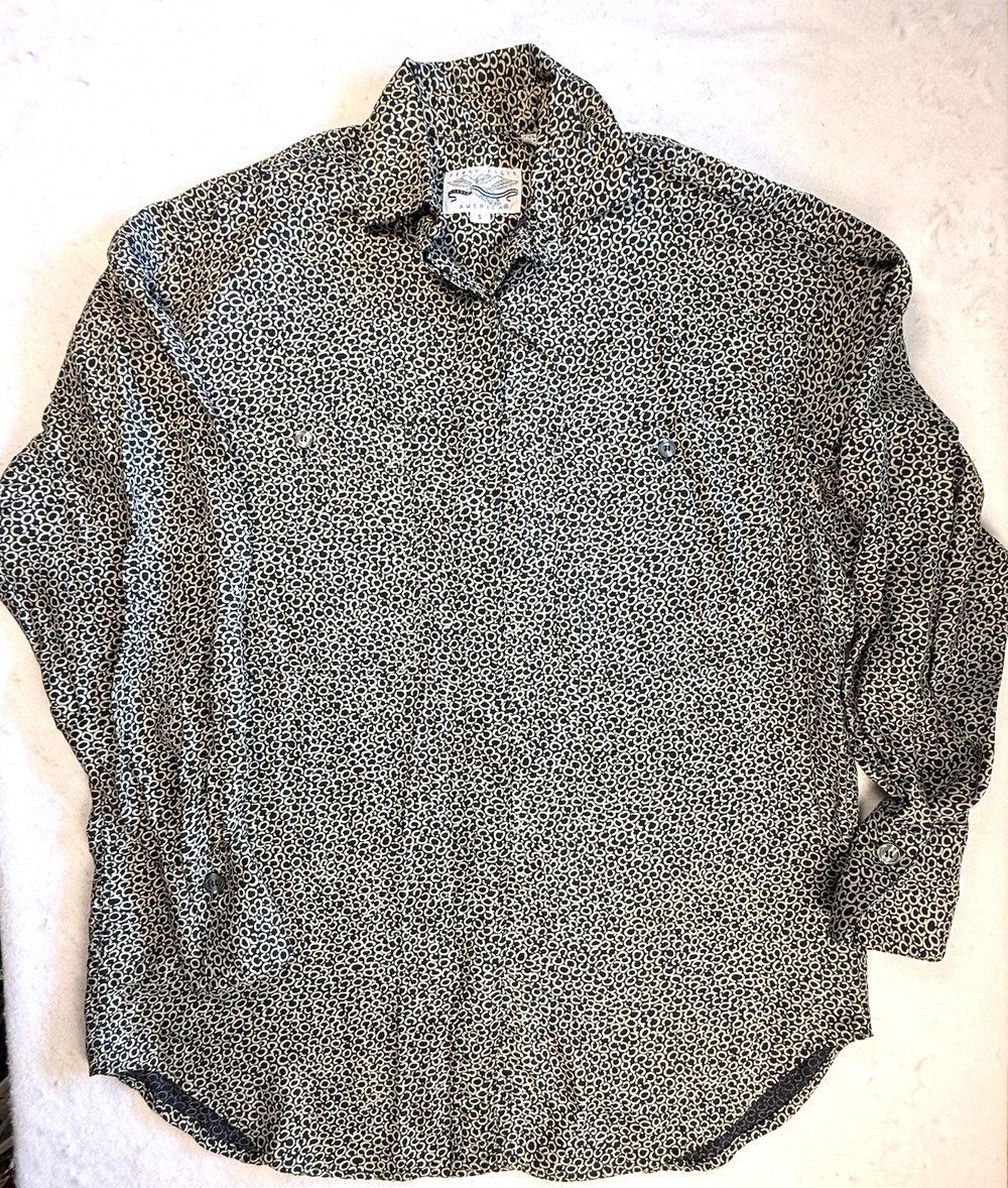 Vtg 90s Perry Ellis America shirt small rayon chain link print Streetwear Mob Wi